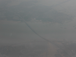 Bridge over a river near Xiamen, viewed from the airplane from Amsterdam