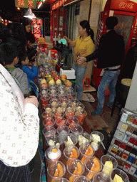 Fruit drinks at a snack stall at the Taiwan Snack Street at Renhe Road