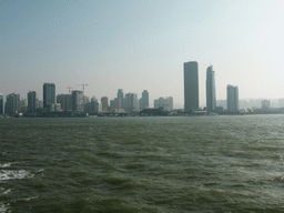 Skyscrapers at the southwest side of Xiamen Island and Xiamen Bay, viewed from the ferry to Gulangyu Island