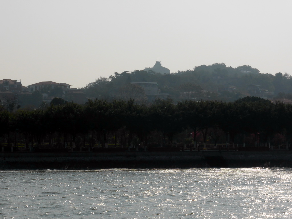 The west side of Gulangyu Island with Sunlight Rock, viewed from the ferry from Xiamen Island