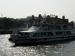 Boat at the Neicuo`ao Ferry Terminal at Gulangyu Island, viewed from the ferry from Xiamen Island