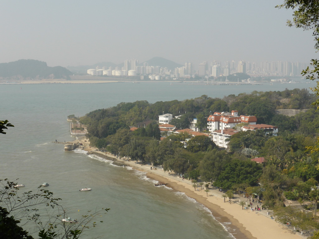 The west side of Gulangyu Island and buildings at the Haicang District, viewed from the garden of the house of Yin Chengzong at the Qinyuan Garden