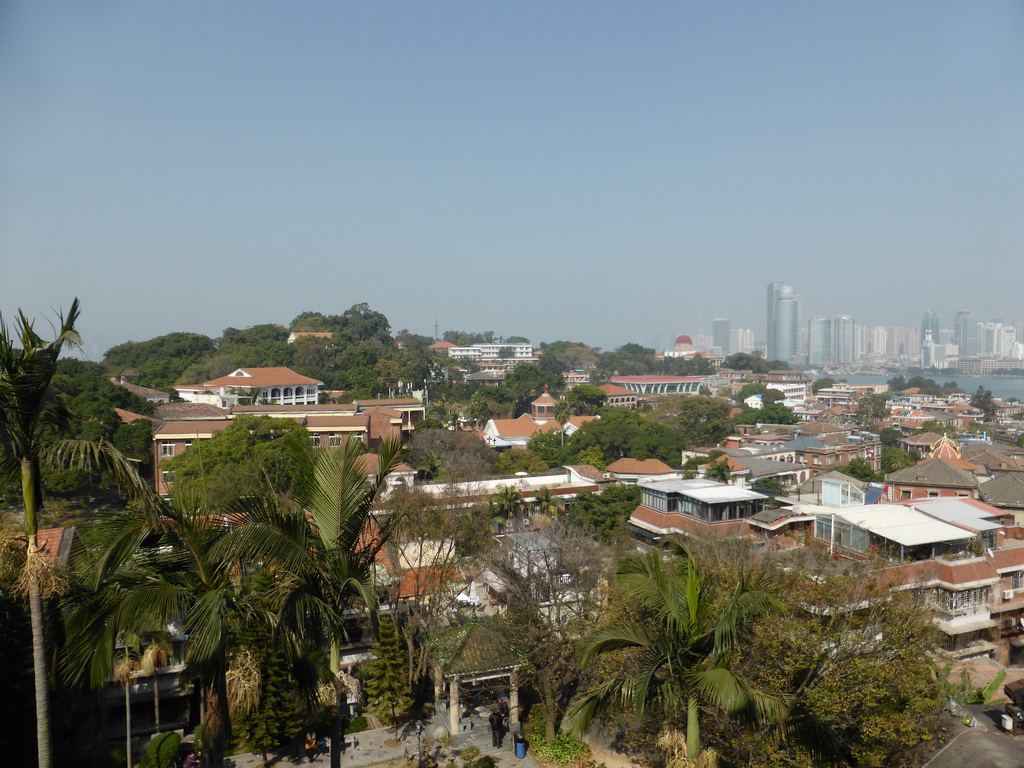 The east side of Gulangyu Island and skyscrapers at the south west side of Xiamen Island, viewed from the upper floor of the Zheng Chenggong Memorial Hall