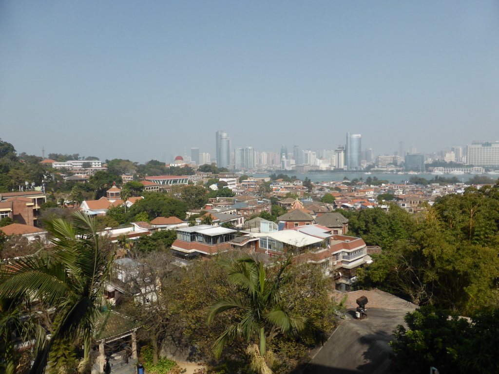 The east side of Gulangyu Island and skyscrapers at the south west side of Xiamen Island, viewed from the upper floor of the Zheng Chenggong Memorial Hall