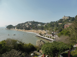 Gangzaihou Beach and Sunshine Rock at Gulangyu Island, viewed from the Bushan Pavilion