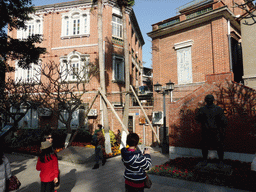 Buildings and a statue at Zhonghua Road at Gulangyu Island