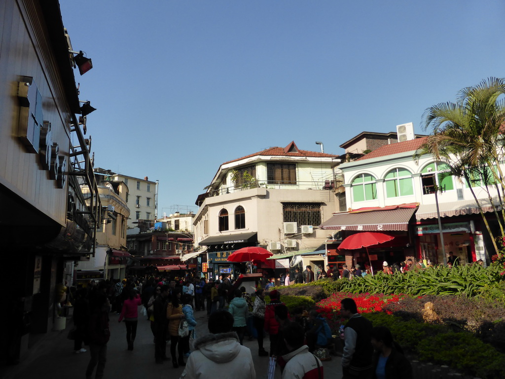 Shops and flowers at the square at the crossing of Huangyou Road and Fujian Road at Gulangyu Island
