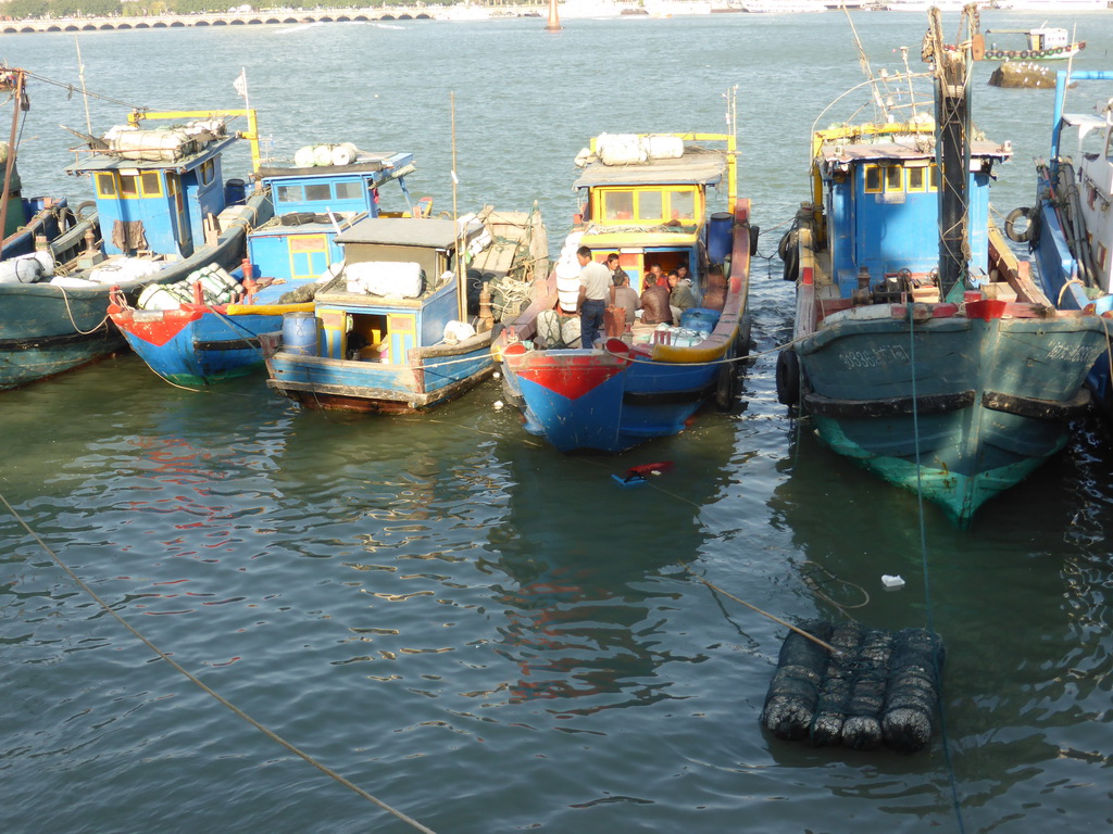 Boats in Xiamen Bay, viewed from Yanping Road at Gulangyu Island