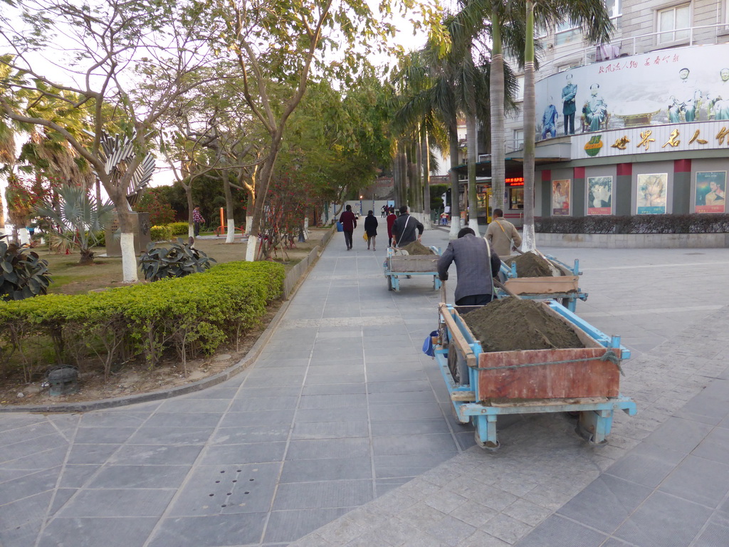 Men dragging carts at Longtou Road at Gulangyu Island