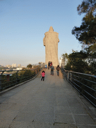 Back side of the large statue of Zheng Chenggong on Fuding Rock at the Haoyue Park at Gulangyu Island