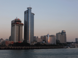 Xiamen Bay and skyscrapers at the west side of Xiamen Island, viewed from the ferry from Gulangyu Island