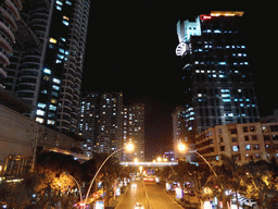 South side of Hubin West Road, viewed from a pedestrian bridge, by night
