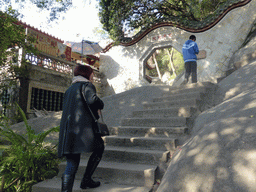 Miaomiao in front of the gate to the Tushita Building of the Nanputuo Temple