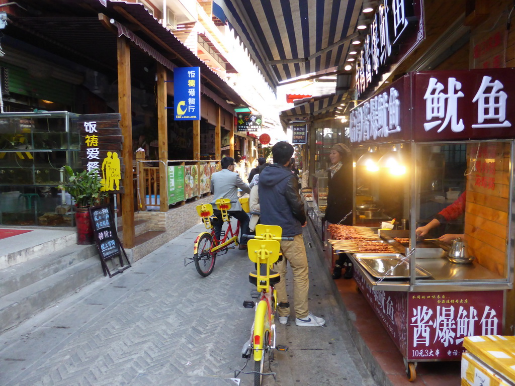 Tandem bicycles in a restaurant street at Zeng Cuo An Village