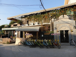 Tandem bicyles in front of a building at Zeng Cuo An Village