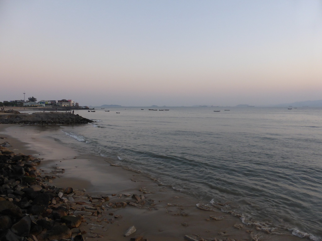 The beach at Huandao South Road and the South China Sea