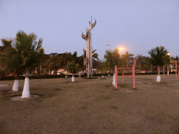 Piece of art at the Xiamen Calligraphy Square, at sunset