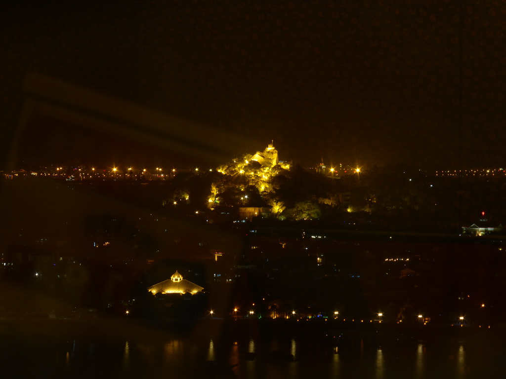 Sunlight Rock at Gulangyu Island, viewed from the Pizza Hut rooftop restaurant at Lujiang Road, by night