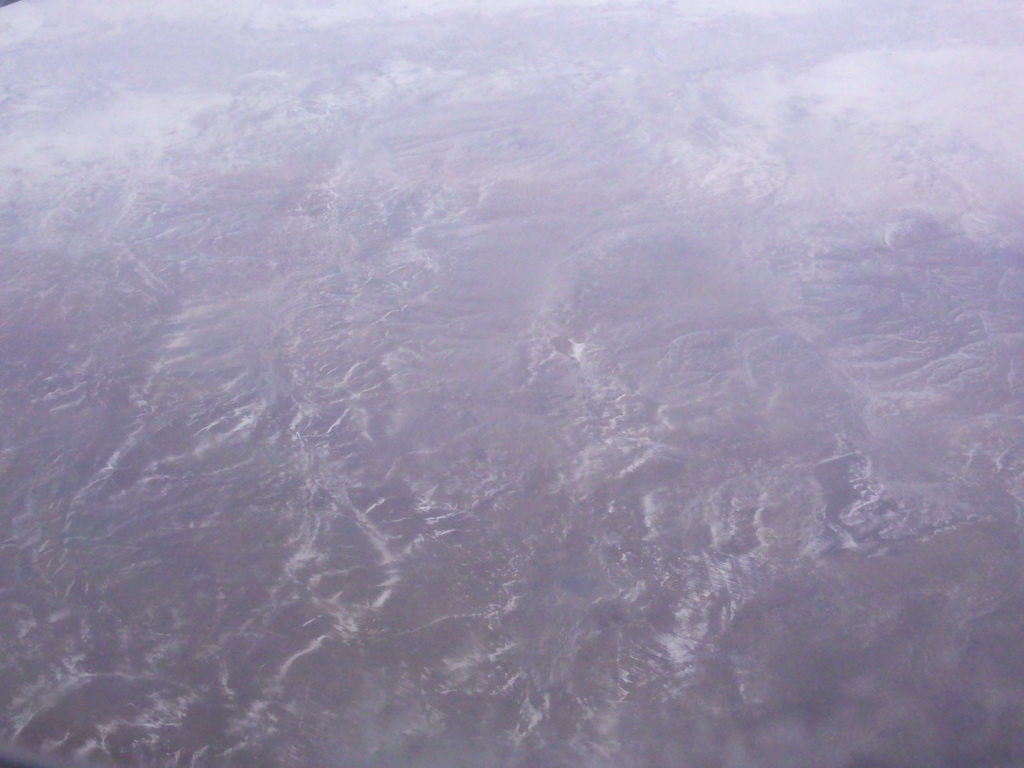 Icy landscape in West Asia, viewed from the airplane to Amsterdam