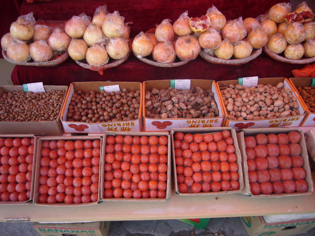 Fruit and nuts at a market in the city center