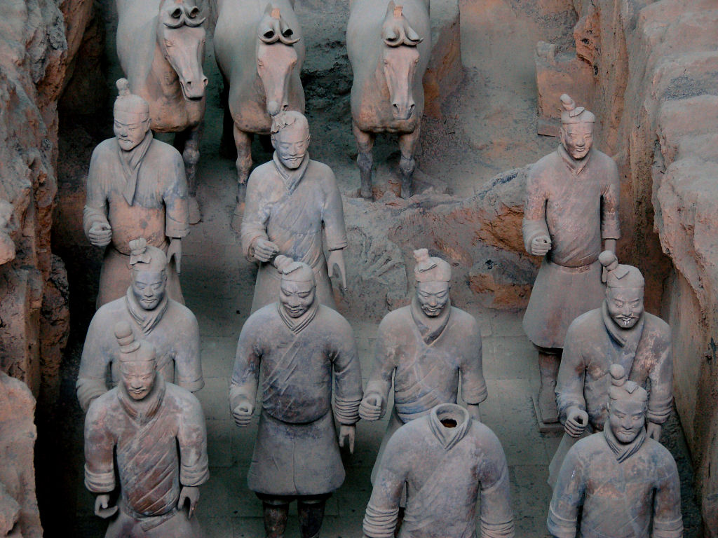Infantry and horse statues in Pit One of the Terracotta Mausoleum