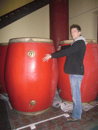 Tim with drums at the Drum Tower of Xi`an