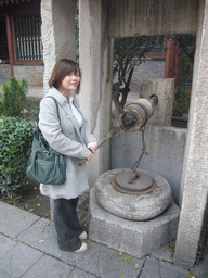Miaomiao at a well at the Third Courtyard of the Great Mosque of Xi`an