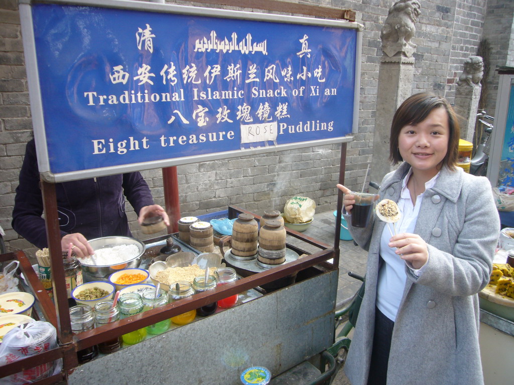 Miaomiao with an Eight Treasure Rose Pudding, the Traditional Islamic Snack of Xi`an