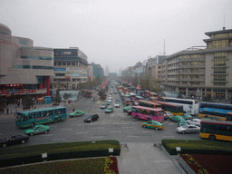 South Street and the North Gate of the Xi`an City Wall, viewed from the Bell Tower of Xi`an