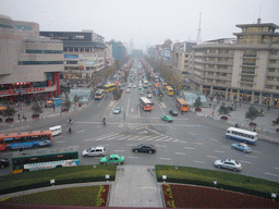 South Street and the North Gate of the Xi`an City Wall, viewed from the Bell Tower of Xi`an