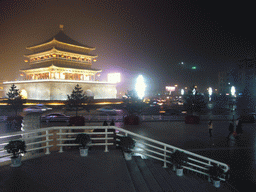 The Bell and Drum Tower Square with the Bell Tower of Xi`an, by night