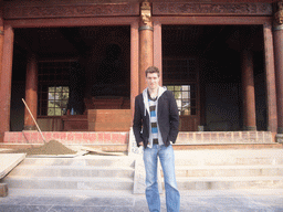 Tim in front of the building on the south side of the Giant Wild Goose Pagoda at the Daci`en Temple