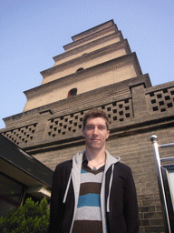 Tim in front of the south side of the Giant Wild Goose Pagoda at the Daci`en Temple