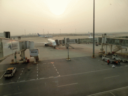 Our airplane to Yantai, viewed from the transfer hall of Wuhan Tianhe International Airport