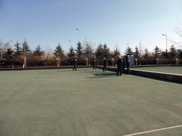 People doing sports at a playground at the Elder Welfare Services Center