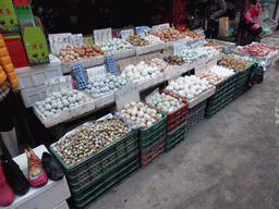 Eggs at an open market in the city center