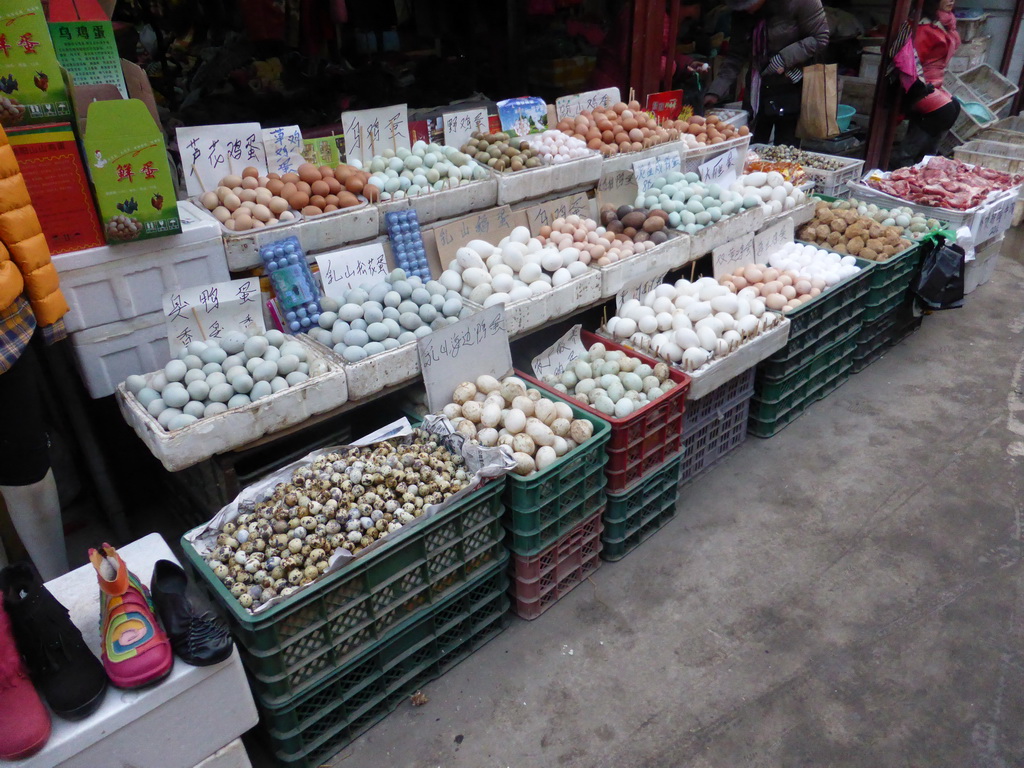 Eggs at an open market in the city center