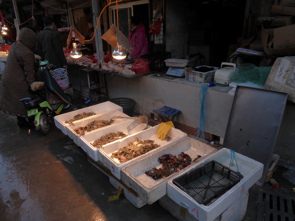 Seafood at an open market in the city center