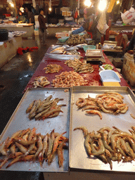 Seafood at an open market in the city center