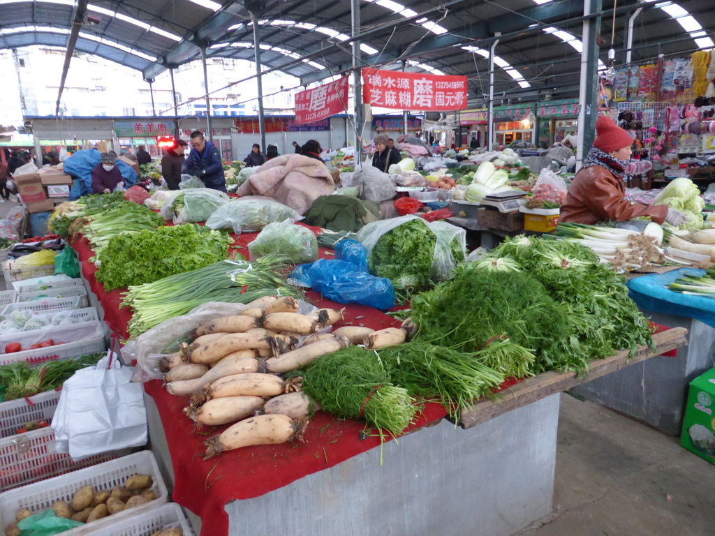 Vegetables at an open market in the city center