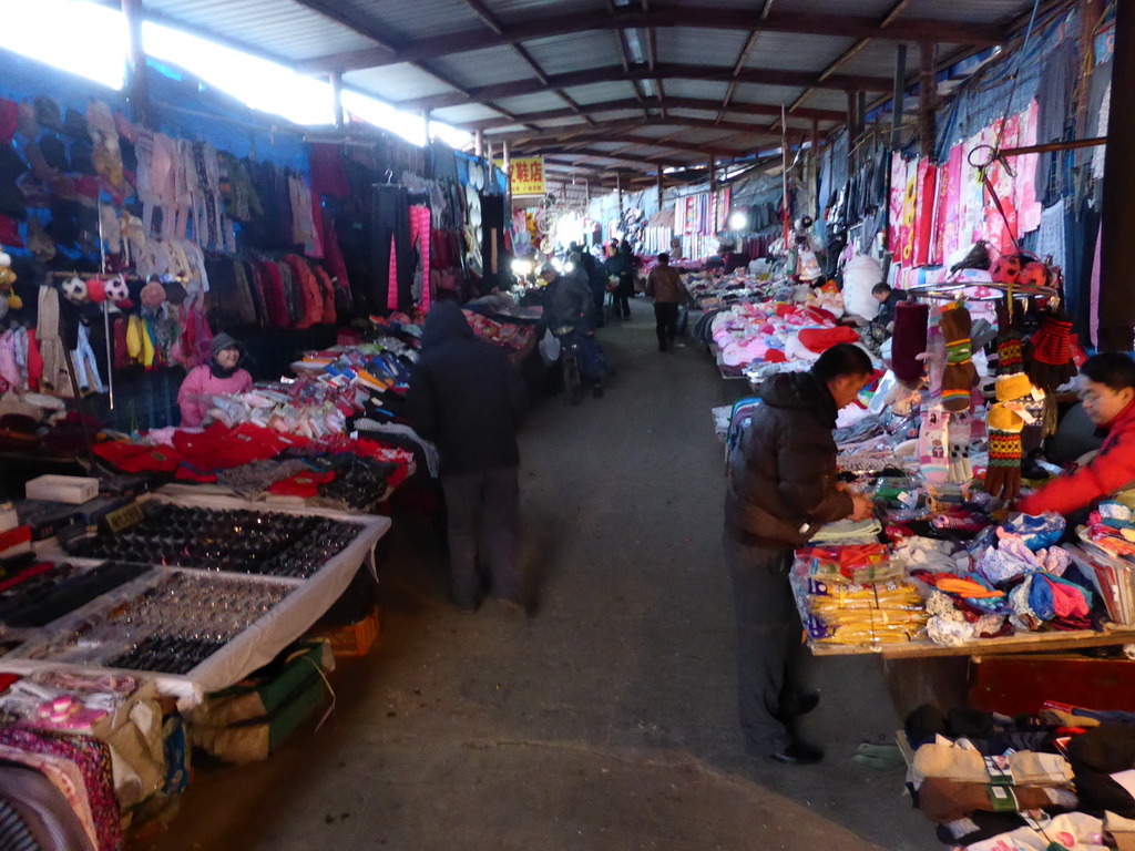 Clothes at an open market in the city center