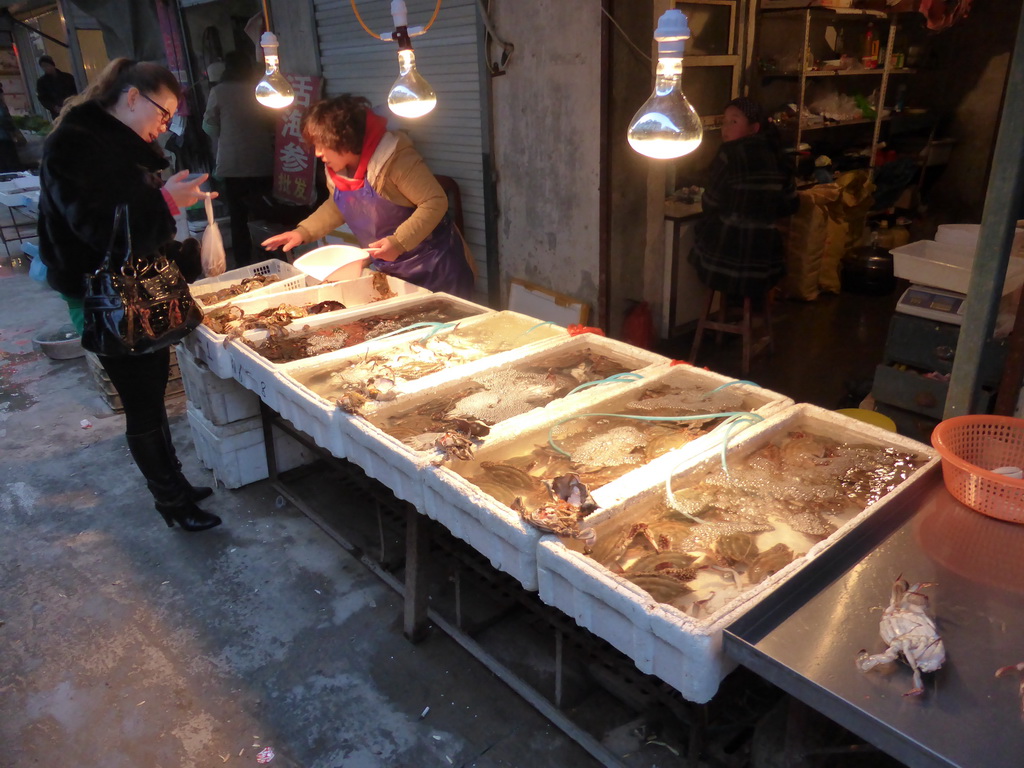 Seafood at an open market in the city center