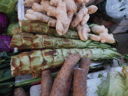 Vegetables at an open market in the city center