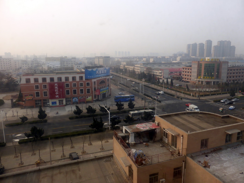 Crossing of Taishan Road and Zhujiang Road, viewed from the apartment of Miaomiao`s uncle and aunt