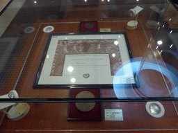 Certificate from the International Organisation of Vine and Wine, at the ChangYu Wine Culture Museum