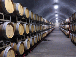 Wine barrels in the Underground Cellar at the ChangYu Wine Culture Museum