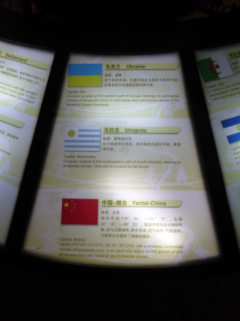 Information on the wine in Ukraine, Uruguay and Yantai-China, at the upper floor of the ChangYu Wine Culture Museum