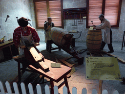 Wax statues making oak barrels, at the upper floor of the ChangYu Wine Culture Museum