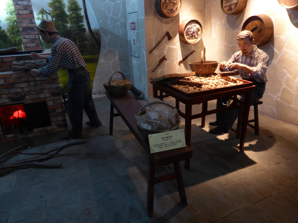 Wax statues making corks, at the upper floor of the ChangYu Wine Culture Museum