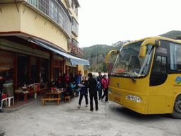 Our tour bus at the parking place of our lunch restaurant near the Gaobei Tulou Cluster